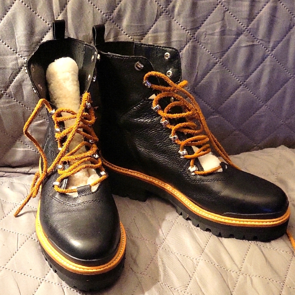 Black Leather Boots By Marc Fisher Size 8.5 New Without Tags